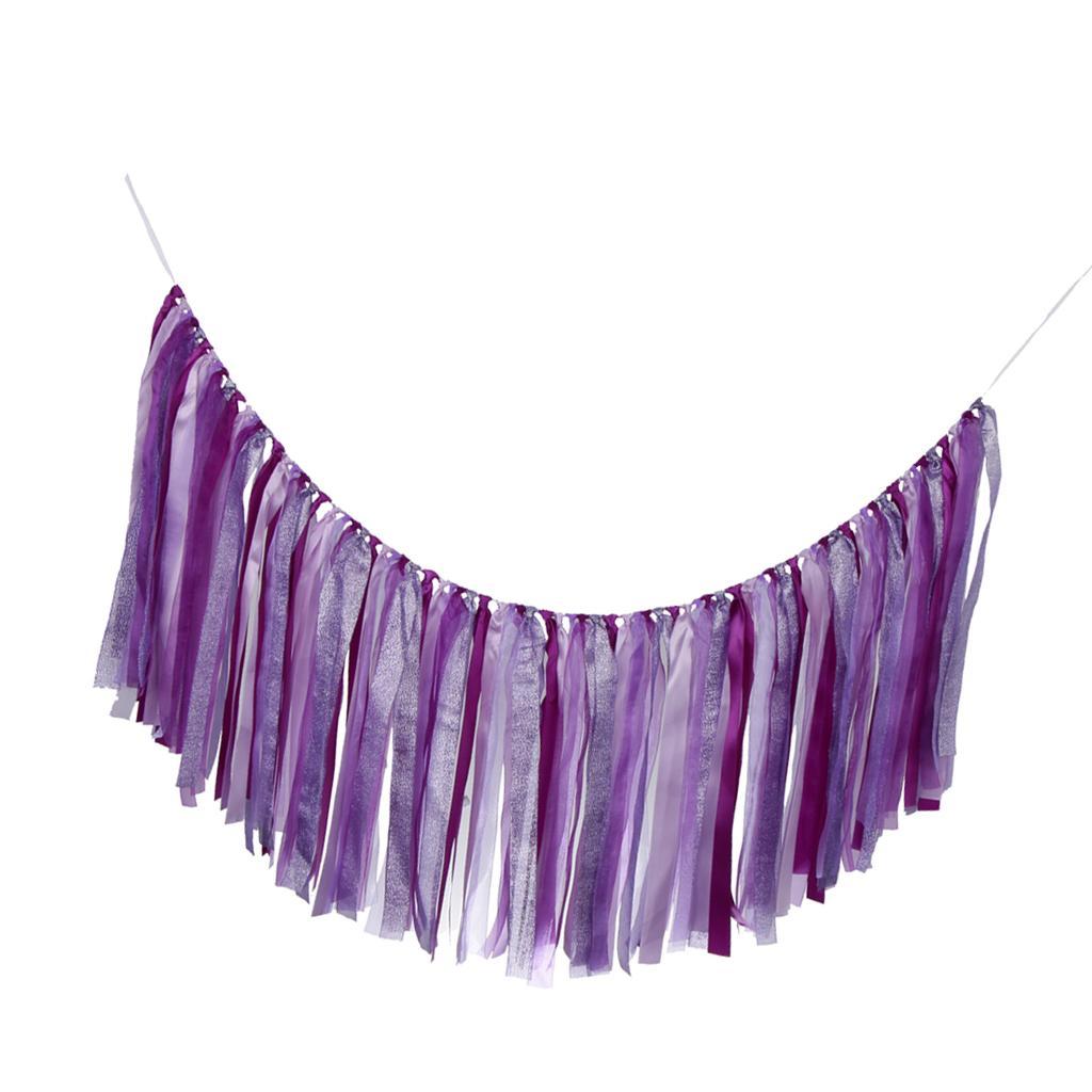 Wedding Satin Ribbon Bunting Banner Tassel Garland Wedding Decor