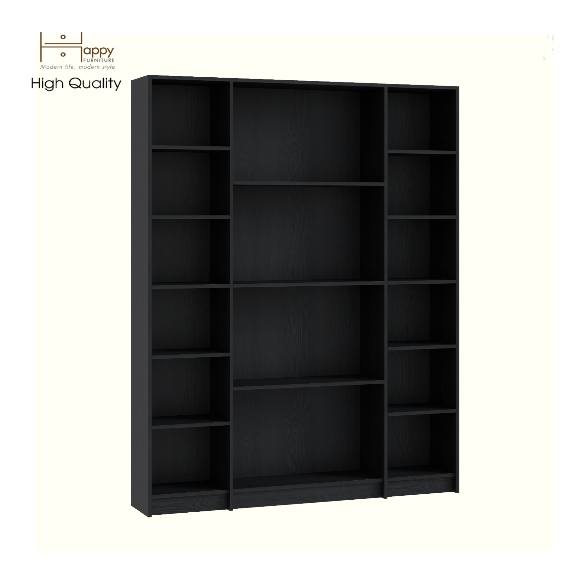 HAPPY FURNITURE , Kệ sách nhiều ngăn - CATY, KSA_082 , 160cm x 30cm x 202cm DxRxC