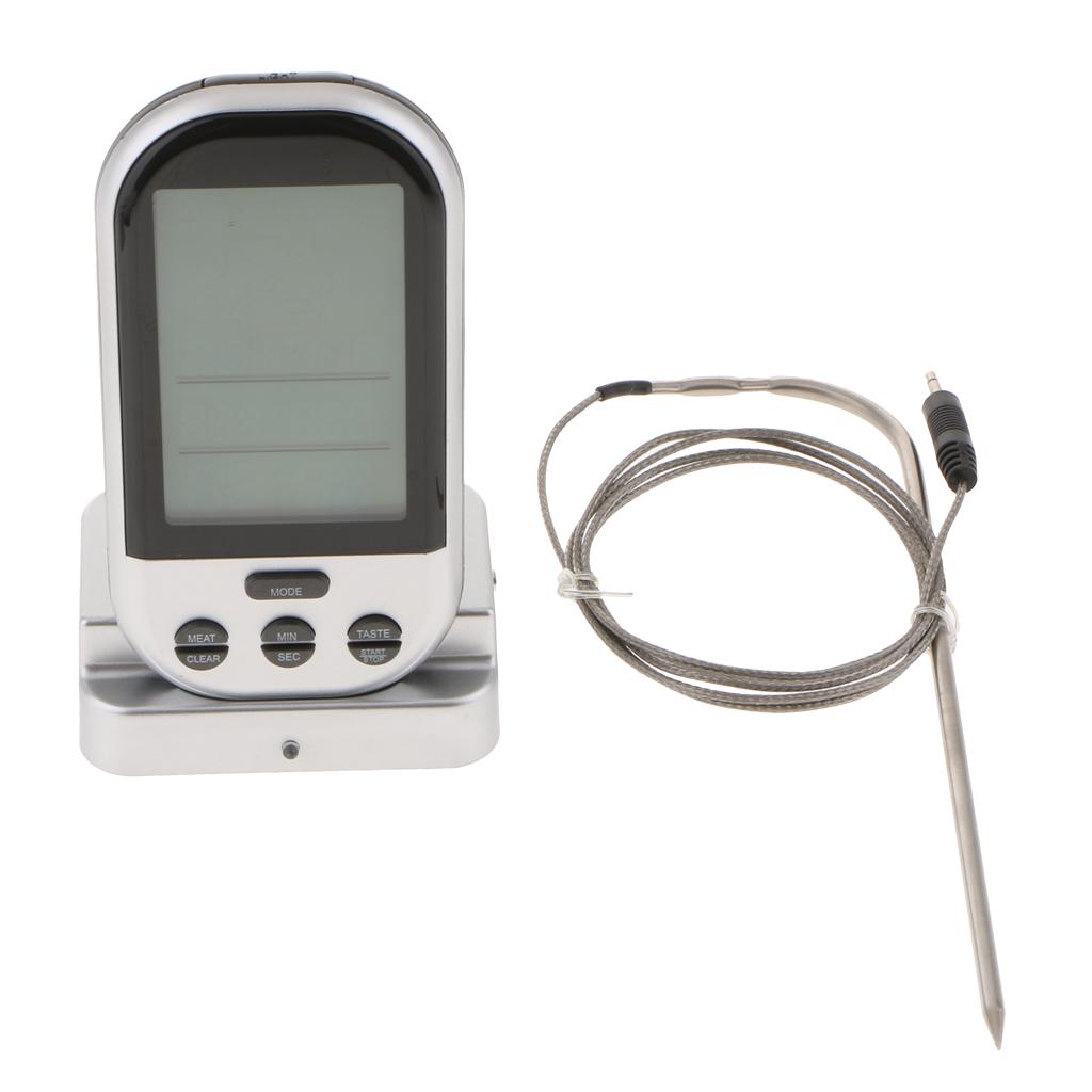 Oven & BBQ Wireless Digital Meat Cooking Thermometer and Timer with 2 Stainless Steel Probes for Cooking meats to perfection