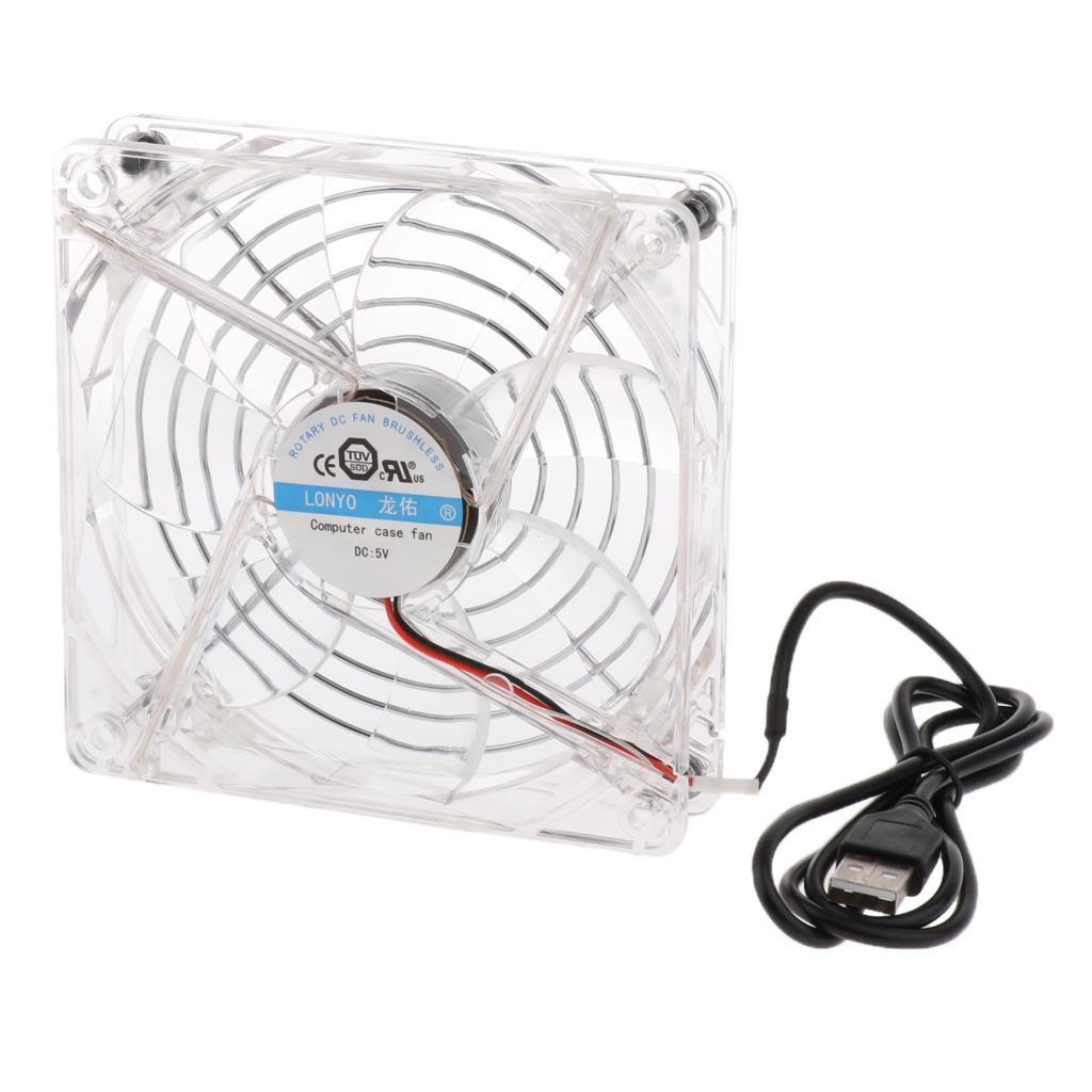 5V 12cm USB Power Silent Cooling Fan For Computer Case CPU Cooler Blue Led