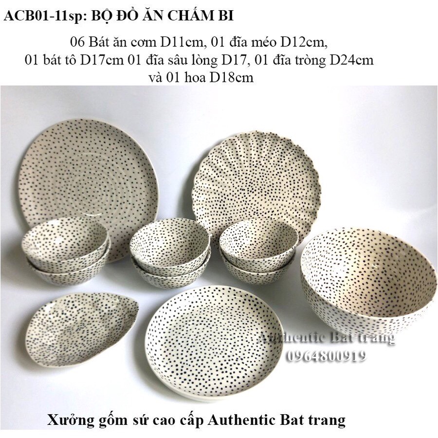Bộ đồ ăn bát, đĩa chấm bị cao cấp - Sản phẩm vẽ tay thủ công và nung ở nhiệt độ cao - gốm sứ cao cấp authentic bat tràng