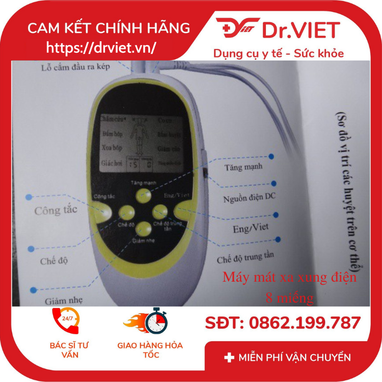 Máy mát xa xung điện 8 miếng - Dành cho người nhứt mỏi, đau cơ