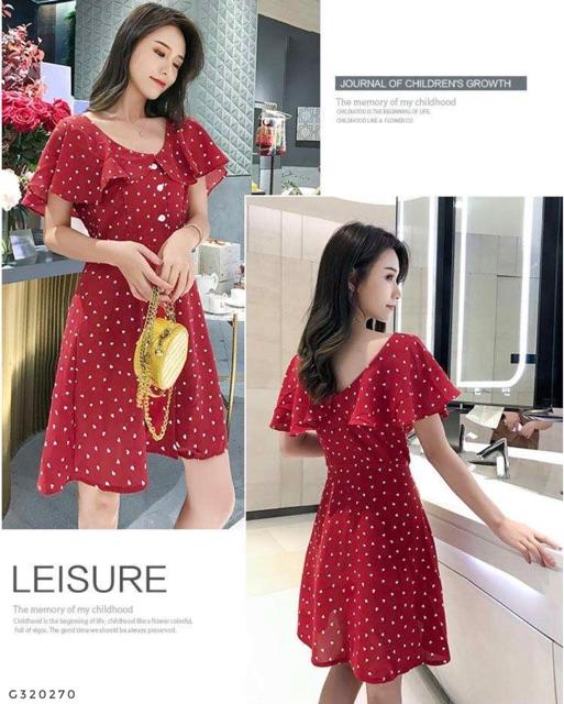 VÁY CHẤM TIM CHO CON BÚ SZ M-2xl kèm ảnh và video thật