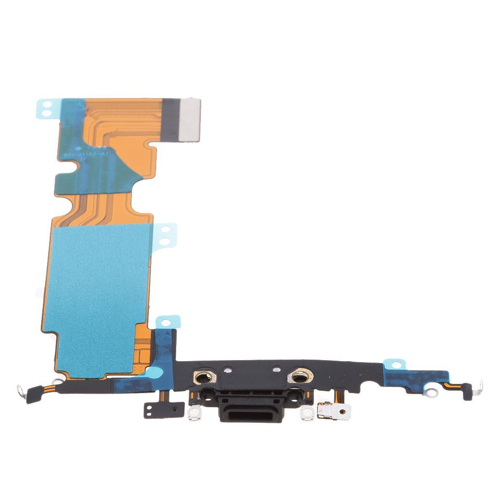 Charging Port Dock Connector Flex Cable with Headphone Jack Microphone Replacment Assembly for Apple iPhone 8 Plus Black/White