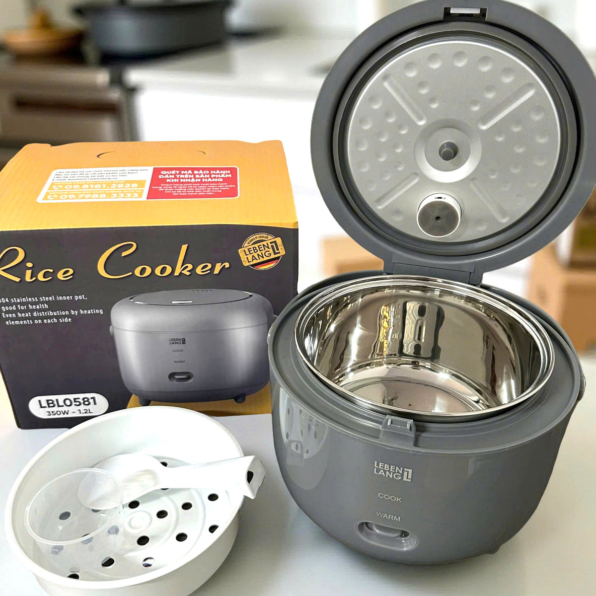 Nồi cơm điện Lê Bên Làng LBL0581, dung tích 1.2L, công suất 350W, thiết kế hiện đại, bảo hành 2 năm - hàng chính hãng