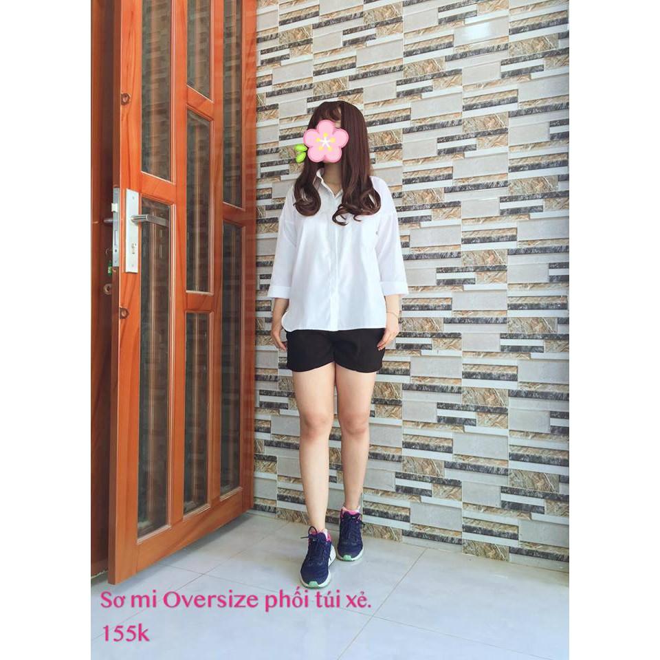 Sơ Mi Oversize trắng phối túi xẻ