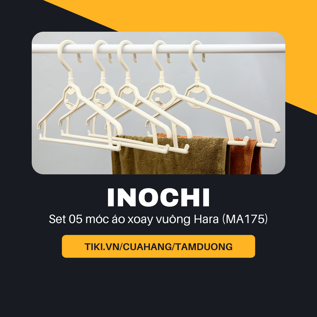 Set 05 móc áo xoay vuông Inochi Hara MA175 (giao màu ngẫu nhiên)