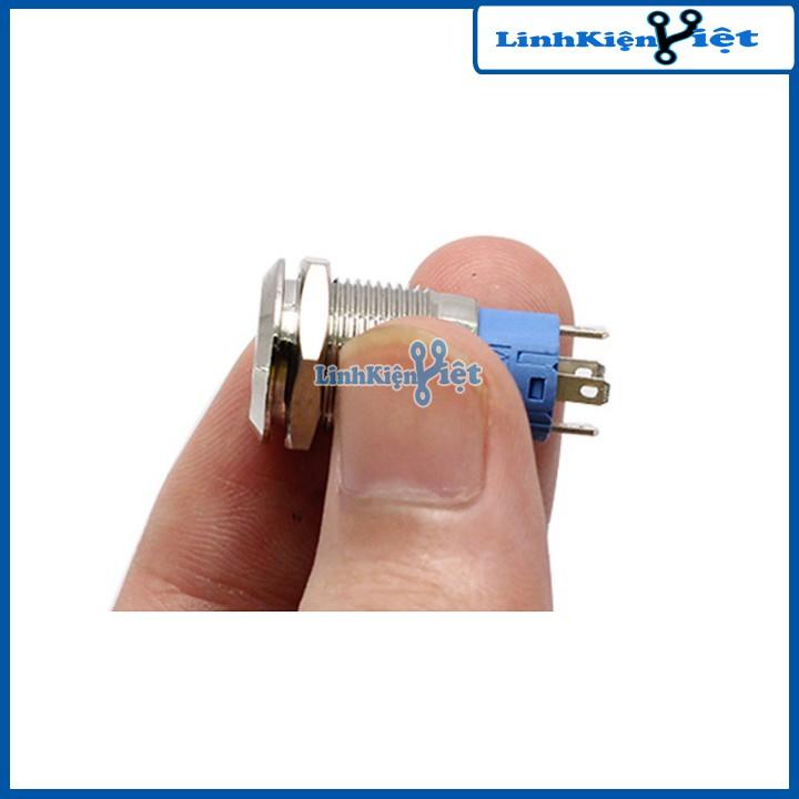 Nút Nhấn Đề Sắt Chống Nước Có Đèn Báo 12VDC-12mm Nhấn Nhả