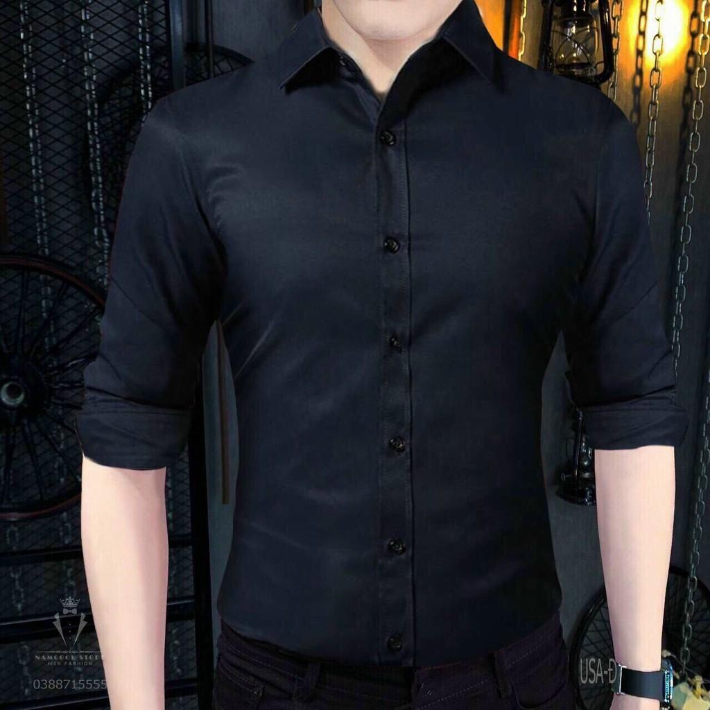 Áo sơ mi nam cao cấp vải lụa thái xịn siêu co dãn mẫu mã mới nhất Phuongnamshop20 kvk42