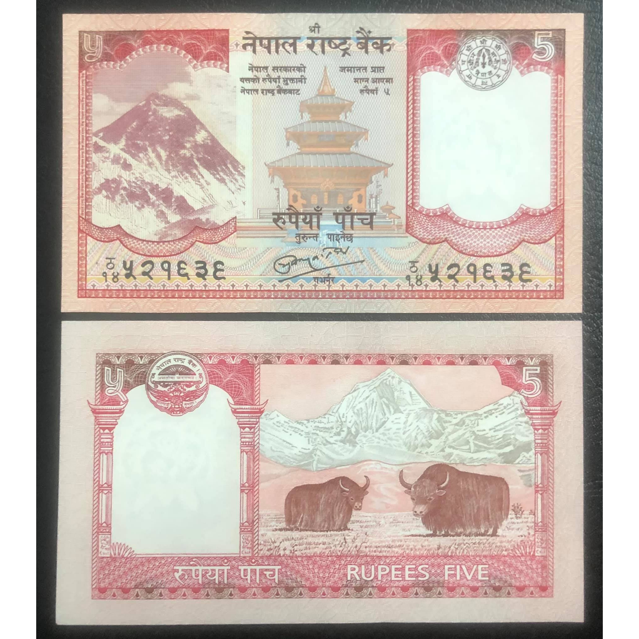 Tờ 5 rupees của Nepal 2 con trâu sưu tầm
