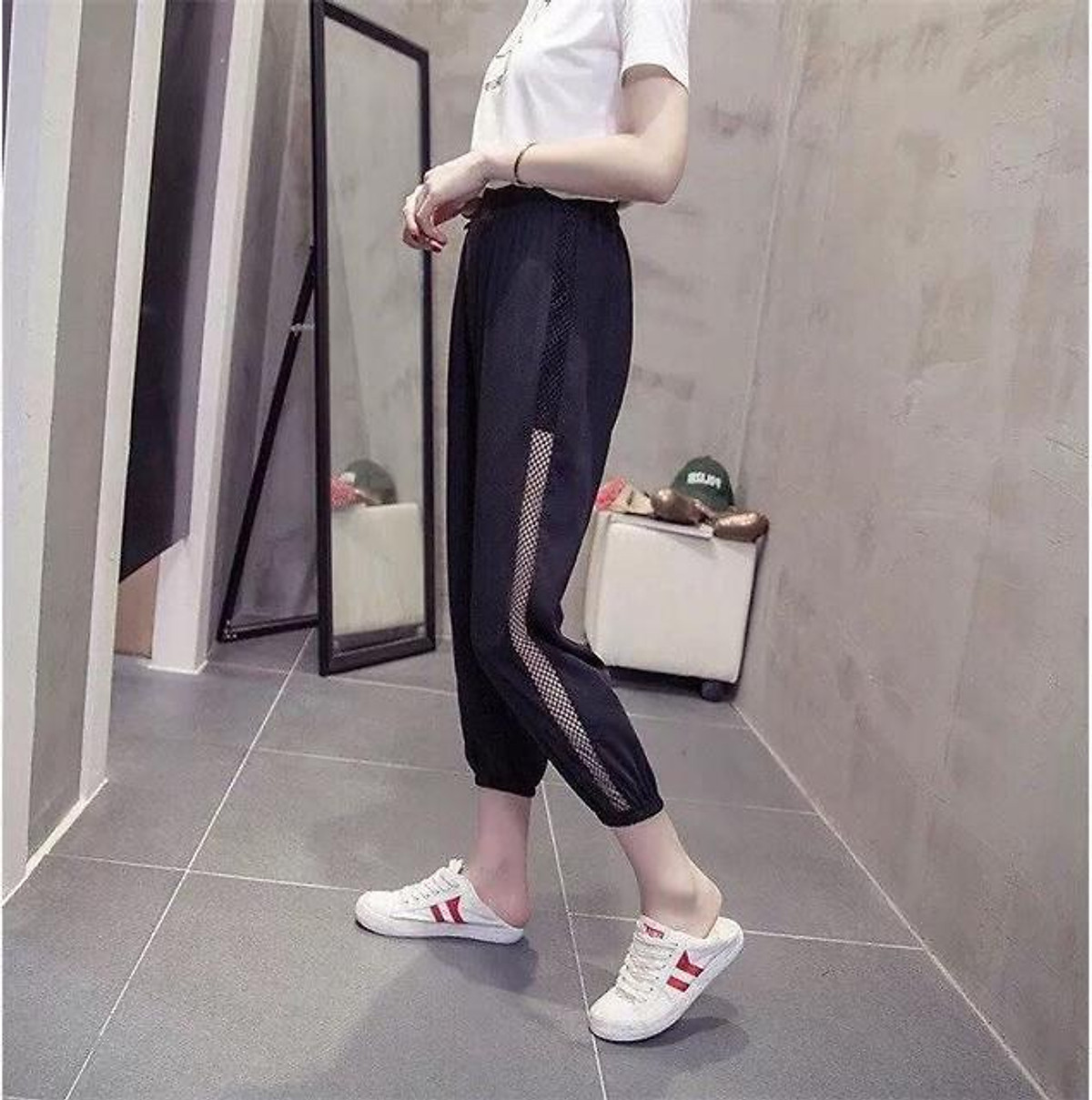 Quần Jogger lưới sườn,BO ỐNG,  tập thể thao, gym, CHO NỮ