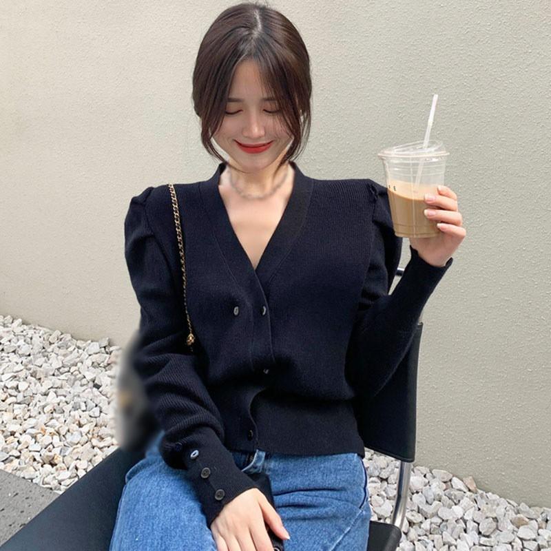 Áo cardigan dáng ôm cổ chữ V thanh lịch cho nữ