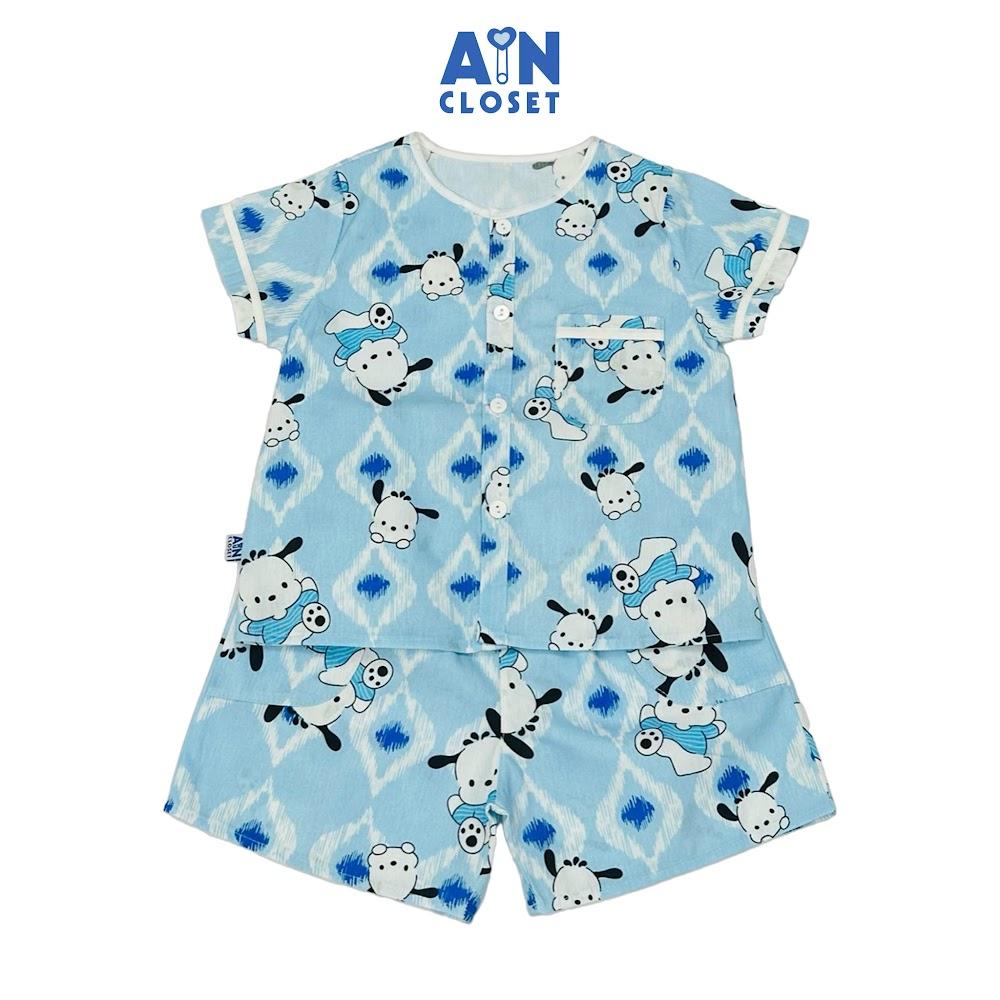 Bộ quần áo Ngắn bé trai hoạ tiết Cún Xanh Cotton - AICDBT8YOFQU - AIN Closet
