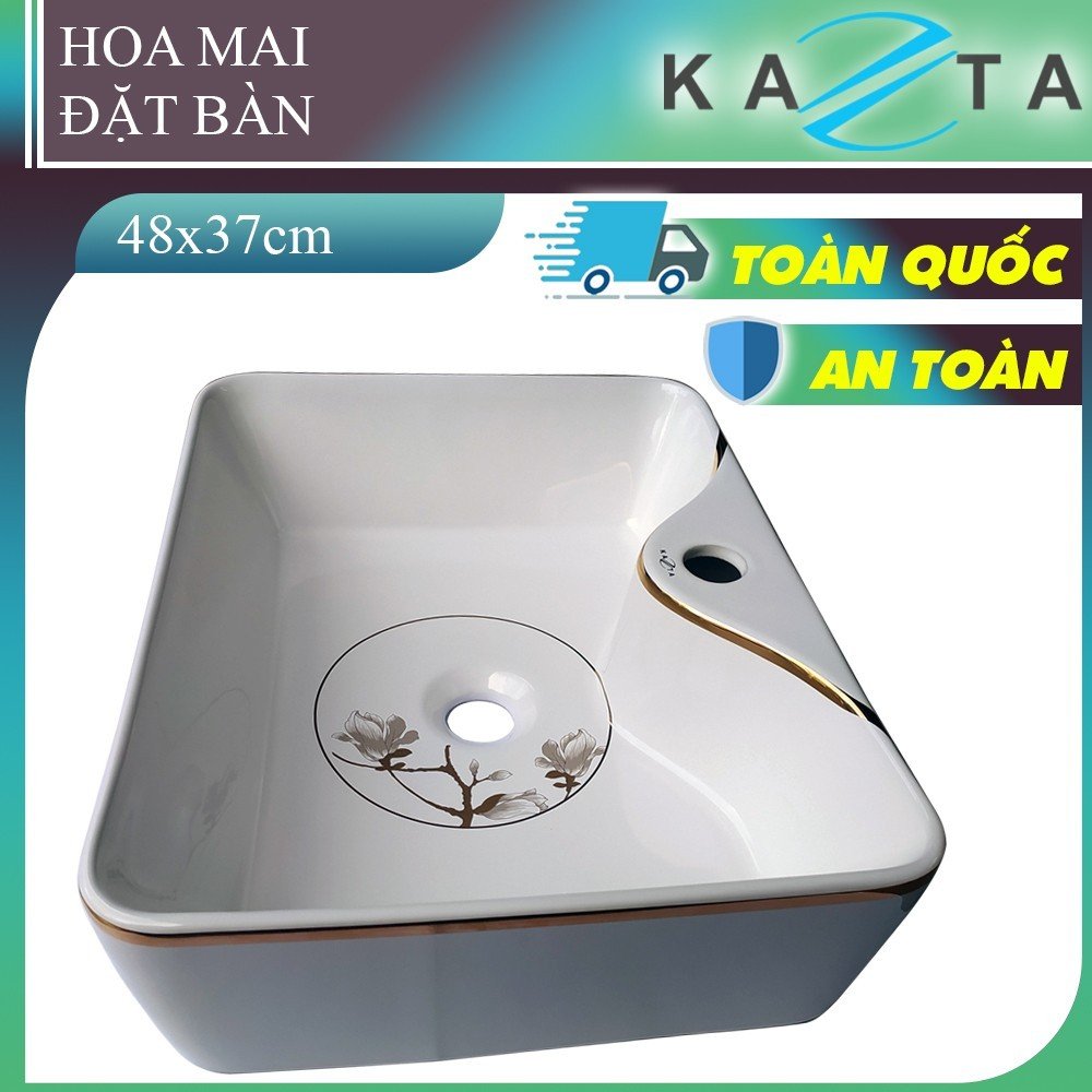 Lavabo Đặt Bàn Chữ Nhật Hoa Mai KAZTA KZ-CL2442