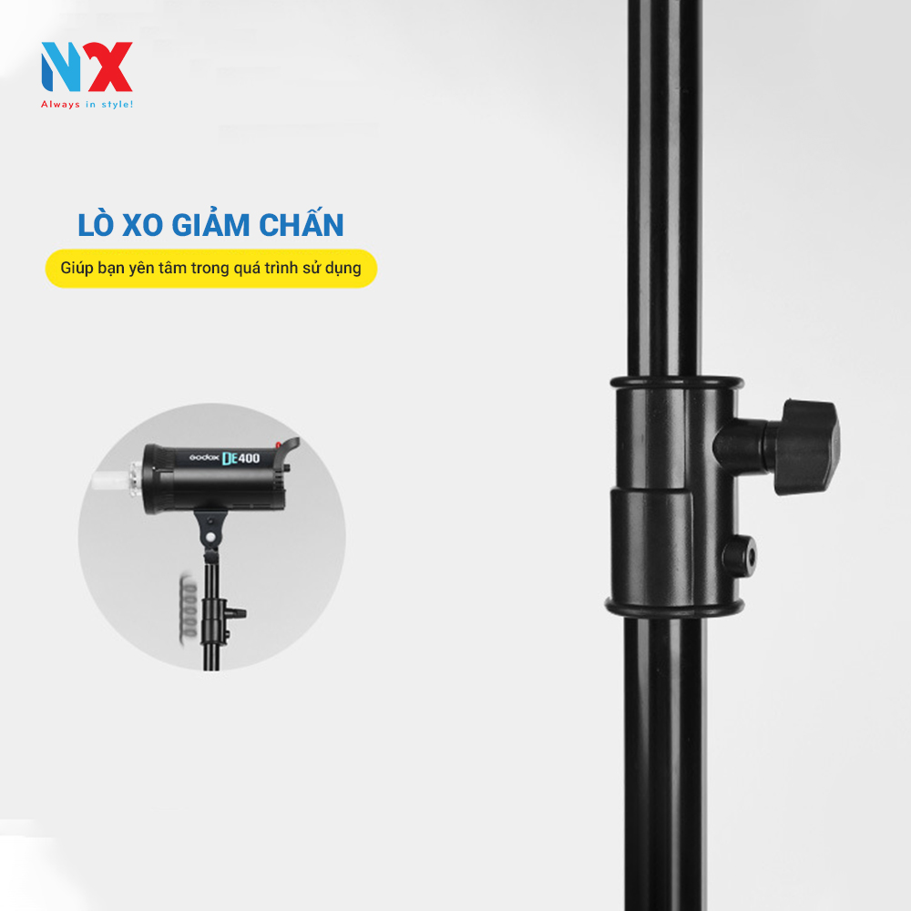 Chân đèn cao 2m8 kim loại - gắn đèn livestream, softbox chụp hình, đèn flash, máy ảnh