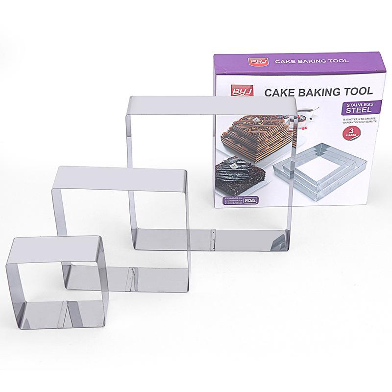Khuôn RING Mousse Nhấn Cookies Cutter Dụng Cụ Làm Bánh Quy HÌNH CHỮ NHẬT - CBMOUS3P-V