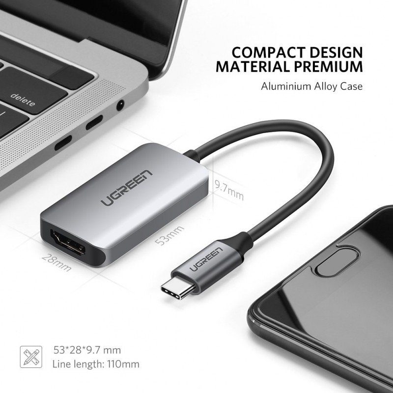 Cáp chuyển đổi USB type-C to HDMI hỗ trợ 4K@60Hz full HD Ugreen 50314 cao cấp - Hàng chính hãng