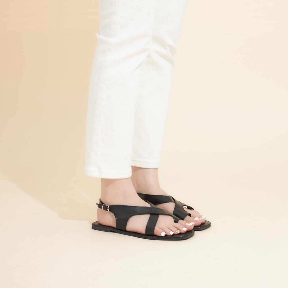 Giày Sandal Nữ MWC 2874 - Giày Sandal Xỏ Ngón Quai Chéo Cách Điệu Đế Bệt Thời Trang