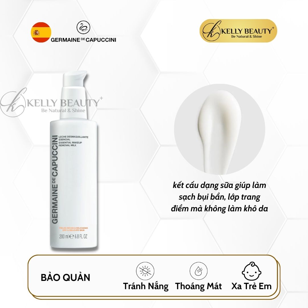 Sữa Tẩy Trang và Rửa Mặt Cho Da Khô Germaine OPTIONS Essential MakeUp Removal Milk | Kelly Beauty