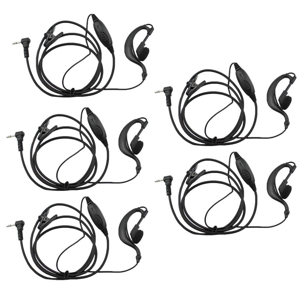 5Pieces 2  G Shape Clip-Ear Headset Earpiece with PTT for
