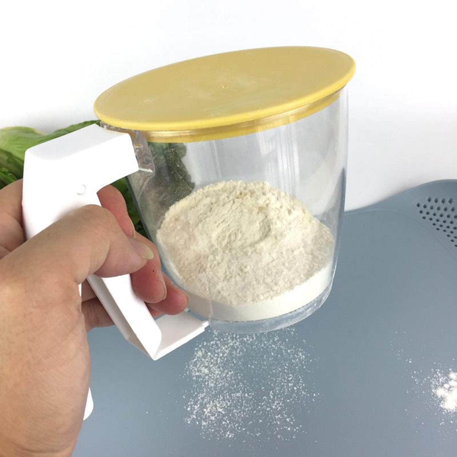 Hand Press Flour Sifter Fine Mesh  Baking Sieve Strainer Cup Bowl