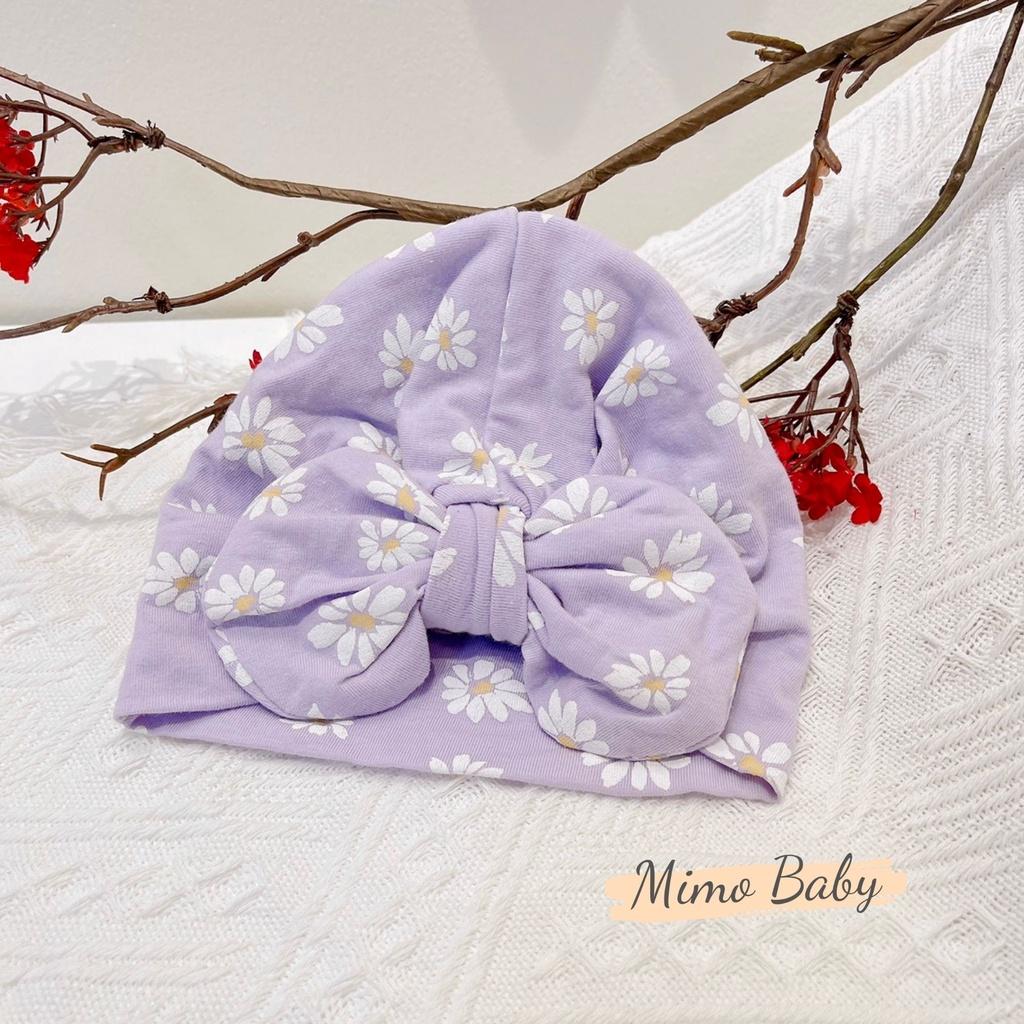 Mũ nón turban cotton tím hoa cho bé gái 6-10kg Mimo Baby MTB66