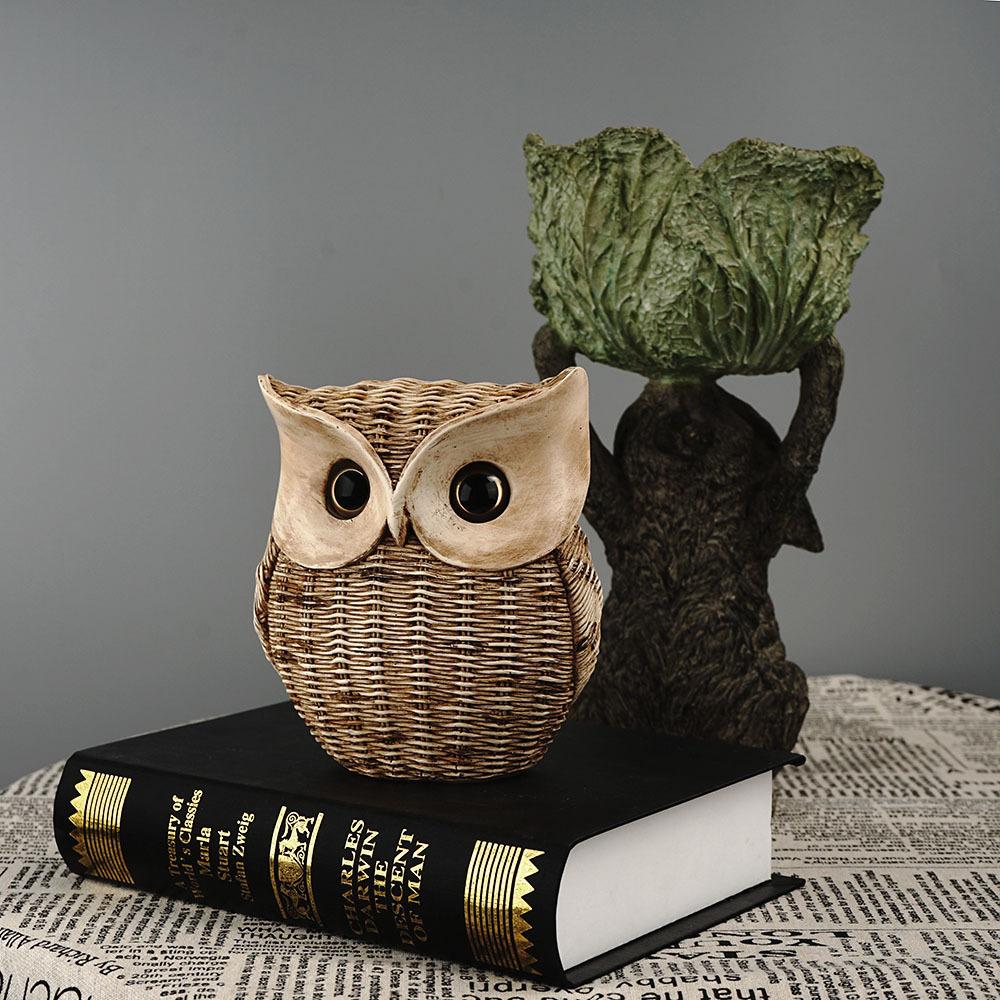 Tác phẩm điêu khắc Owl Namnent Resin Tabletop Trang trí sáng tạo Knickknacks Quà tặng Tượng Động vật Bức tượng