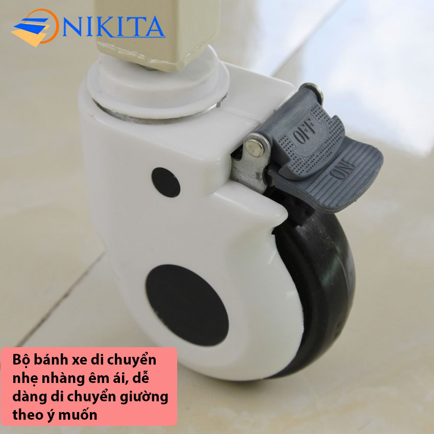Giường bệnh y tế cao cấp đa chức năng - DCN03 chính hãng NIKITA - Chức năng nâng đầu - Nâng chân - Có chổ để bô