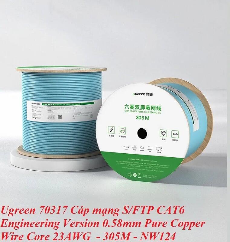 Ugreen UG70317NW124TK 305M Cáp mạng S/FTP CAT6 Engineering Version 0.58mm Pure Copper Wire Core 23AWG - HÀNG CHÍNH HÃNG