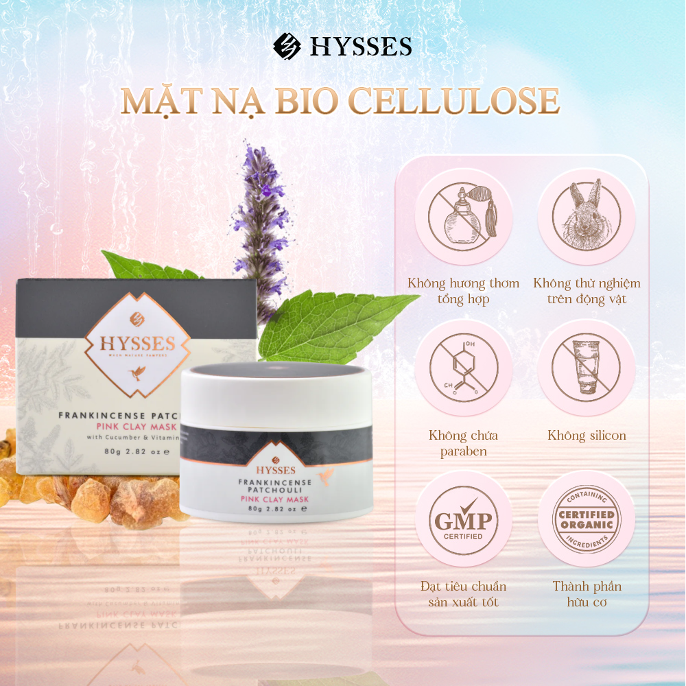 Mặt Nạ Đất Sét Hồng Hysses Pink Clay Chiết Xuất Quảng Hoắc Hương Hỗ Trợ Tình Trạng Viêm & Mụn, Ngăn Ngừa Lão Hóa, Dưỡng Ẩm Cho Da