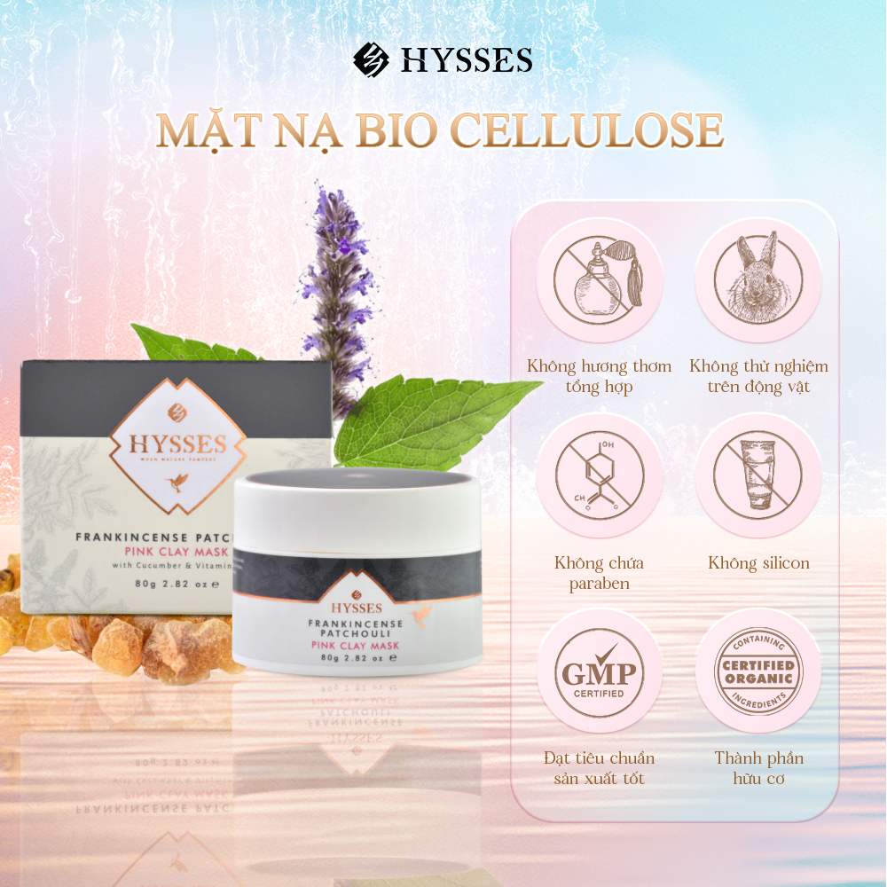 Mặt Nạ Đất Sét Hồng Hysses Pink Clay Chiết Xuất Quảng Hoắc Hương Hỗ Trợ Tình Trạng Viêm &amp; Mụn, Ngăn Ngừa Lão Hóa, Dưỡng Ẩm Cho Da 80ml