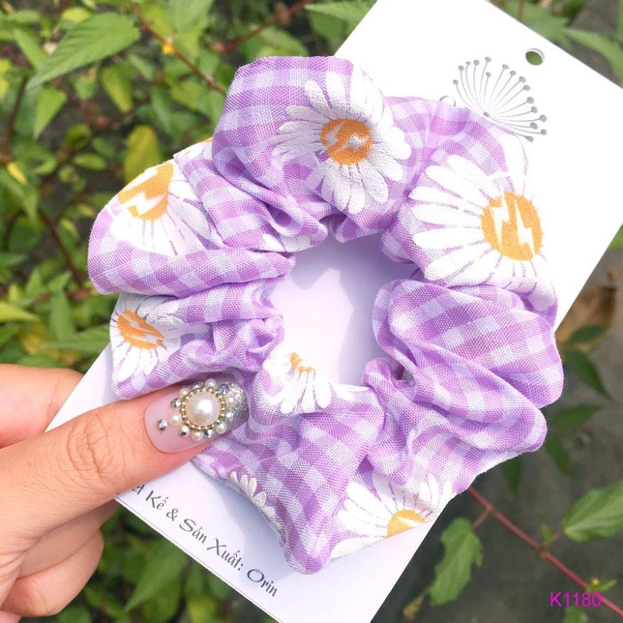 Dây cột tóc, buộc tóc vải scrunchies dễ thương nhiều màu
