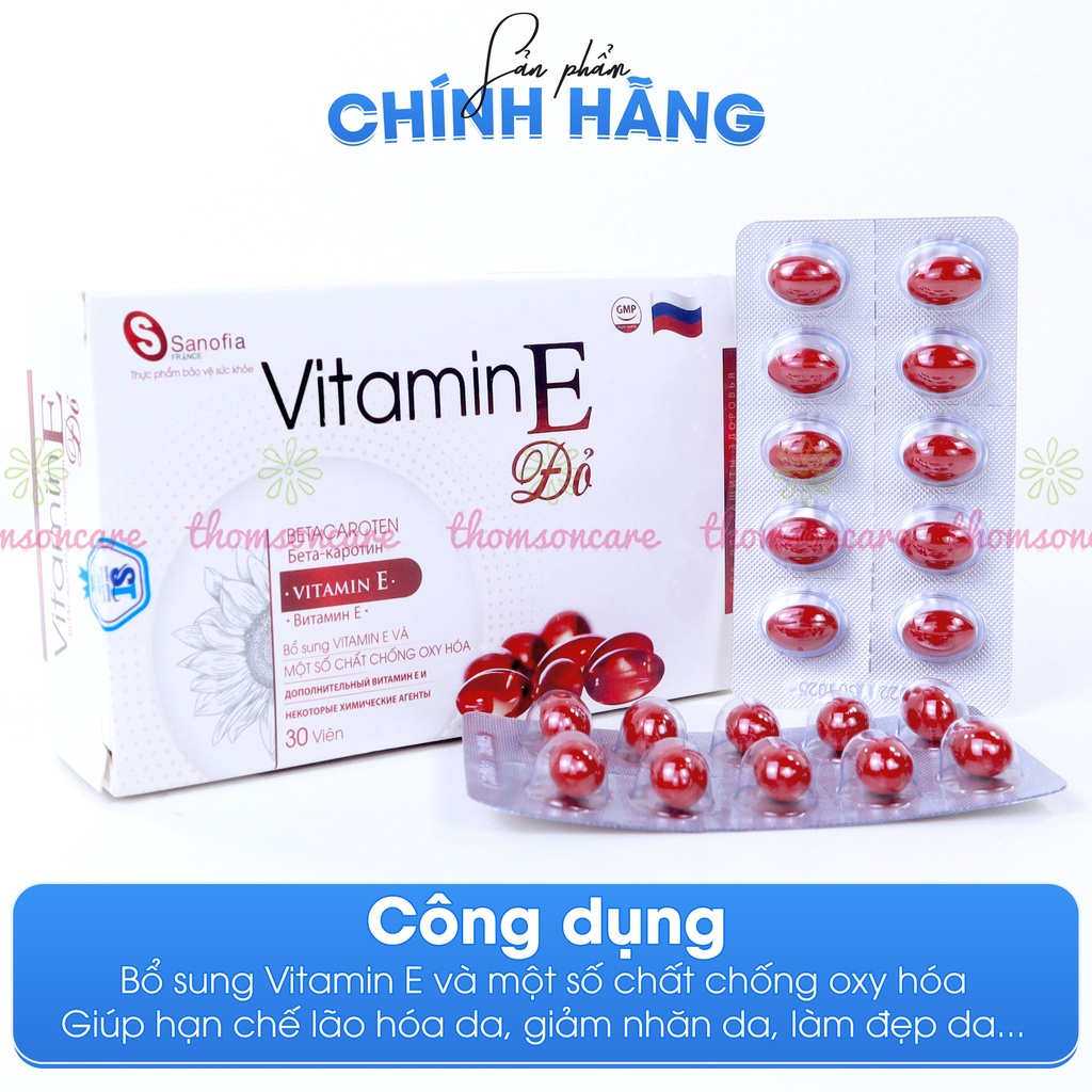Combo giúp da trắng sáng, bổ sung nội tiết tố Lcystine 60v, Vitamin E đỏ vỉ Sanofia 30v, DHC Vitamin C 60v Thomsoncare