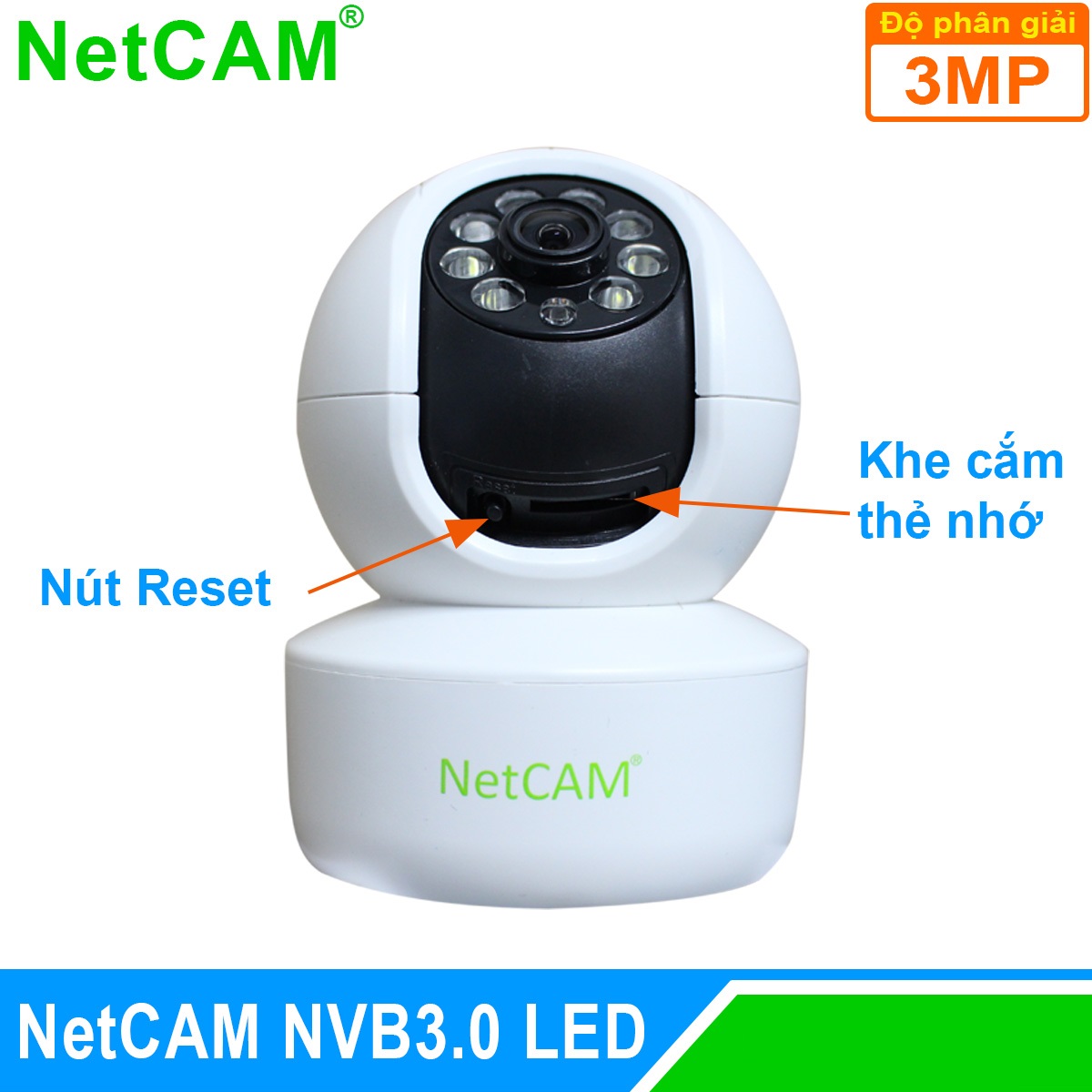 Camera IP wifi giám sát an ninh NetCAM NVB3.0, Độ phân giải 3.0MP, 4 đèn LED chiếu sáng - Hàng Chính Hãng