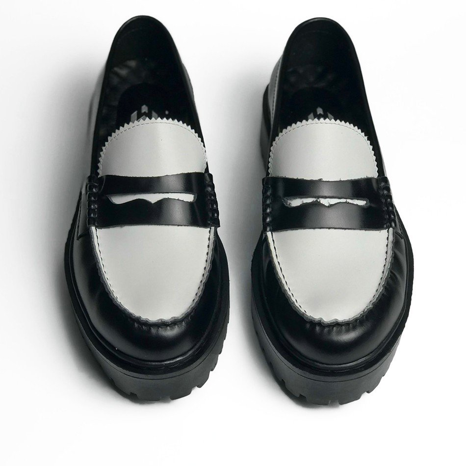 Giày tây lười nam Penny Loafer Chunky Black da bò cao cấp giá rẻ chất lượng tốt thời trang phong cách trẻ