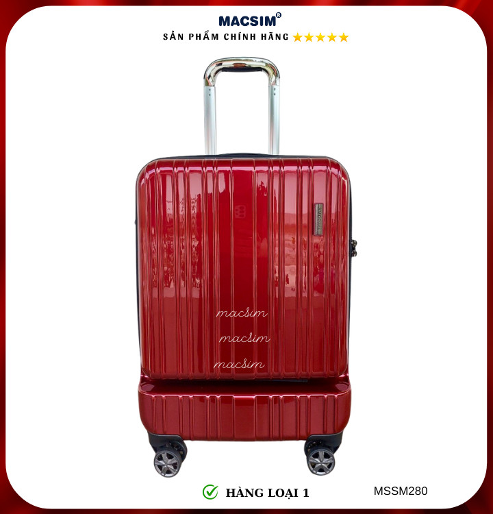 Vali cao cấp Macsim Smooire MSSM280 cỡ 20 inch màu đỏ-xanh bóng-vàng gold - Hàng loại 1