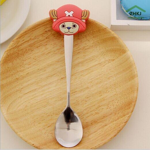 Muỗng Uống Cà Phê Bằng Thép Không Gỉ Với Tay Cầm Silicone Kiểu Dáng Hoạt Hình Xinh Xắn
