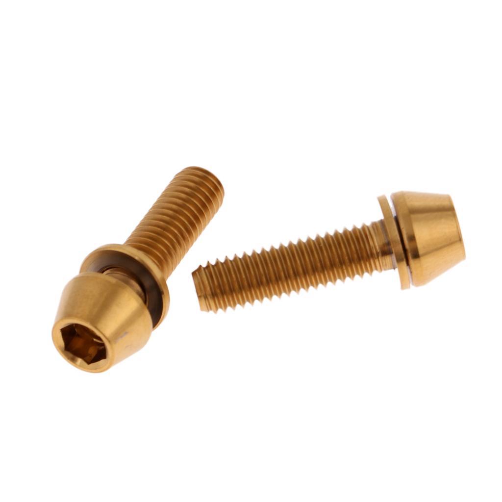 2 M5 Titanium Alloy Bike Bolts Tapered Head Screw & Washer Gasket - Lightweight & Durable