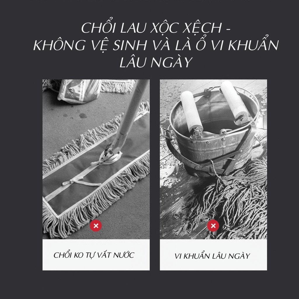 Cây Lau Nhà Tự Vắt Xoay 360 Độ Kèm 2 Bông Lau Tặng Móc Treo Cây Lau Nhà Gắn Tường Cao Cấp - Giao Hàng Toàn Quốc