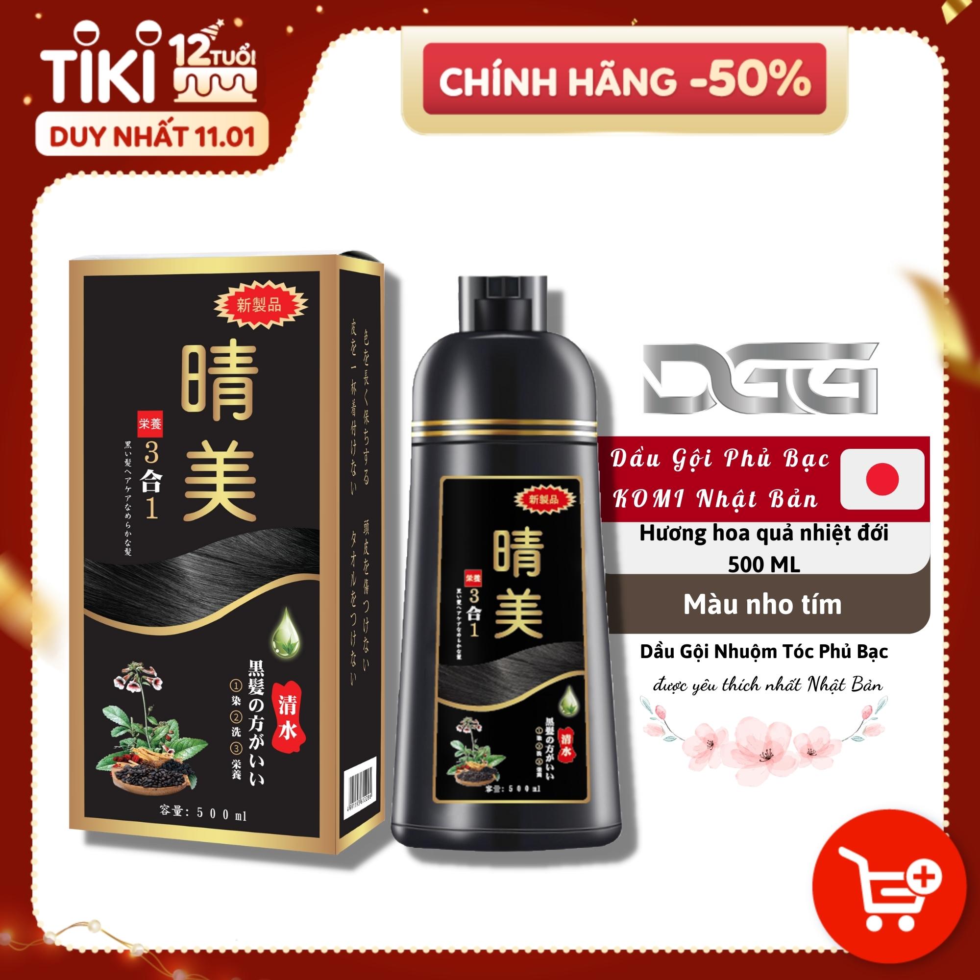 Dầu gội nhuộm tóc hữu cơ Komi Nhật Bản [Màu Nho Tím - Chai 500ml - Chính Hãng]