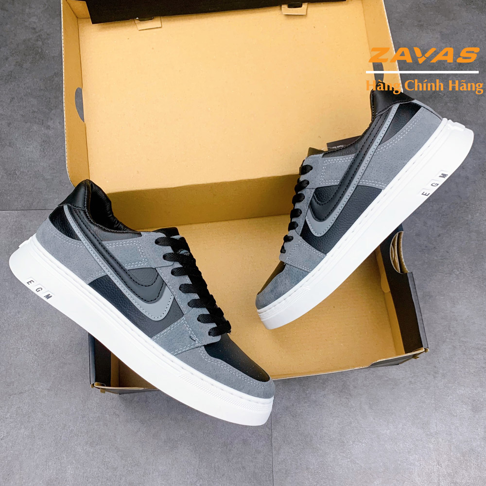 Giày Thể Thao Nam Màu Xám Đen, Sneaker Nam Màu Xám Đen, Đế Êm, Nhẹ Thương Hiệu ZAVAS - S408