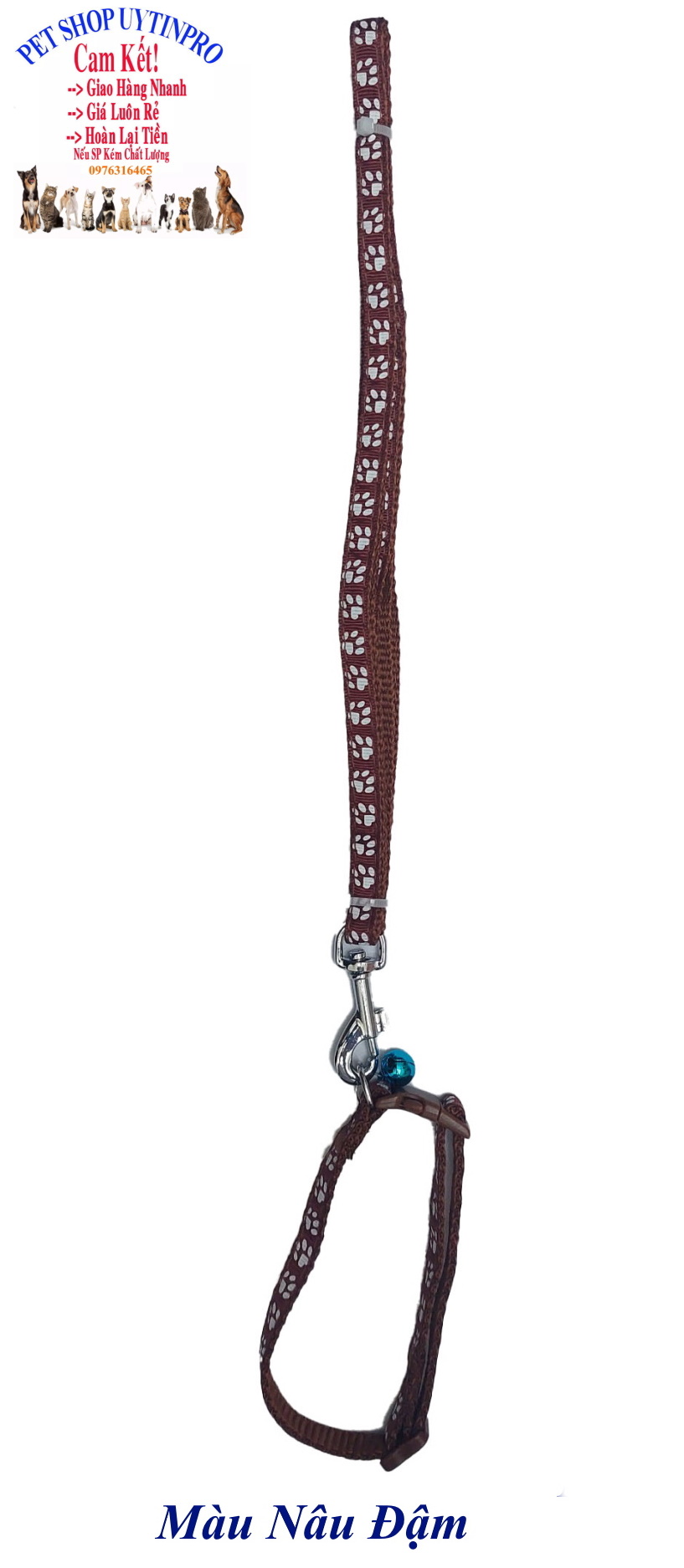 Dây dắt kèm vòng cổ có chuông cho Chó Mèo Dưới 5kg Bản rộng 1cm Dài 120cm Zichen In hình bất kỳ Chất liệu dù cao cấp