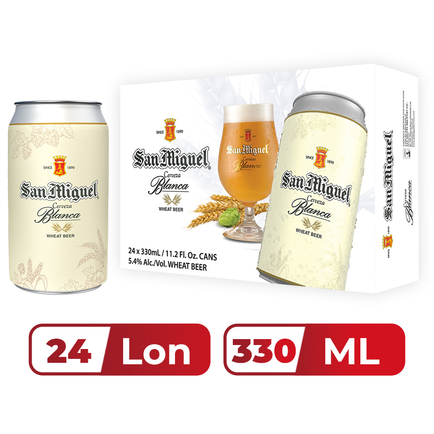 Thùng 24 lon Bia San Miguel Cerveza Blanca 330 ml