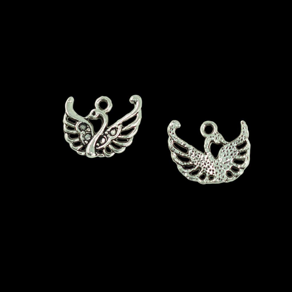 50x Charms Swan Animal Pendant Vintage Silver Crafts DIY Jewellery Making
