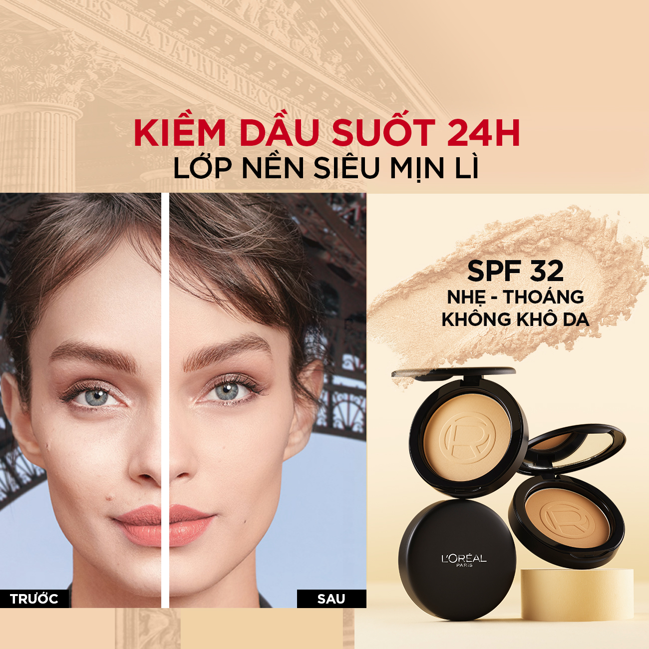 Phấn Nền L'Oreal Paris Siêu Mịn Lì Infallible Oil Killer High Coverage Powder SPF32 PA+++ 6g