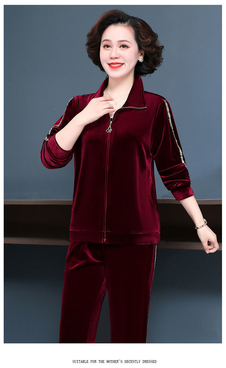 Bộ Đồ Nhung Cho Mẹ Giản Dị AB58 - Hàng Quảng Châu Cao Cấp