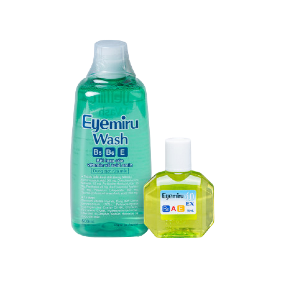 Bundle Dung dịch rửa mắt Eyemiru Wash (500ml) + Eyemiru 40EX (Lọ 15ml)