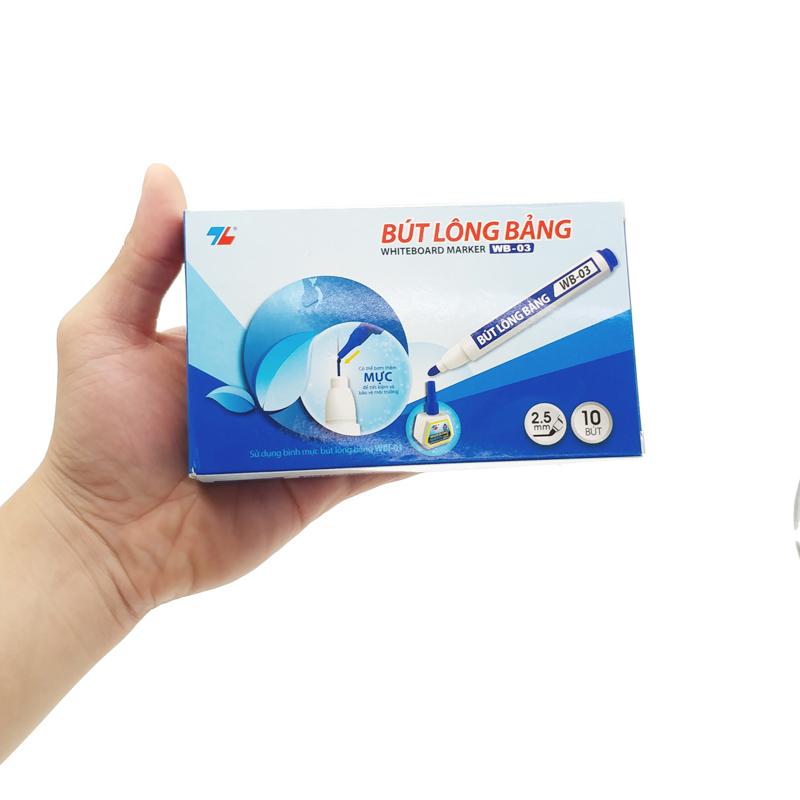 Hộp 10 Bút Lông Bảng 2.5 mm - Thiên Long WB-03 - Mực Xanh