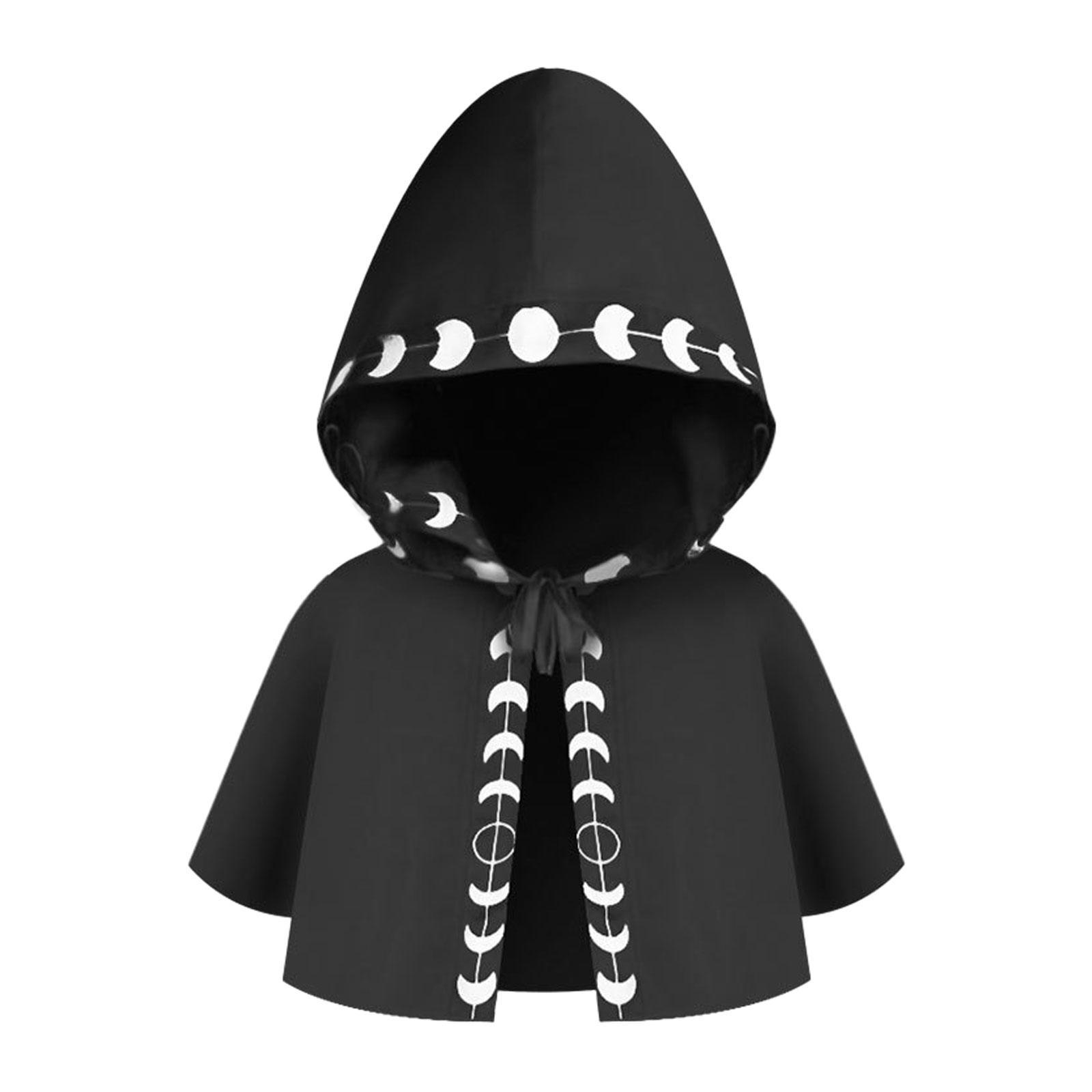 Halloween Cloak Cosplay Cape Witch Cowl Hat Photo Prop Medieval Hooded Cloak