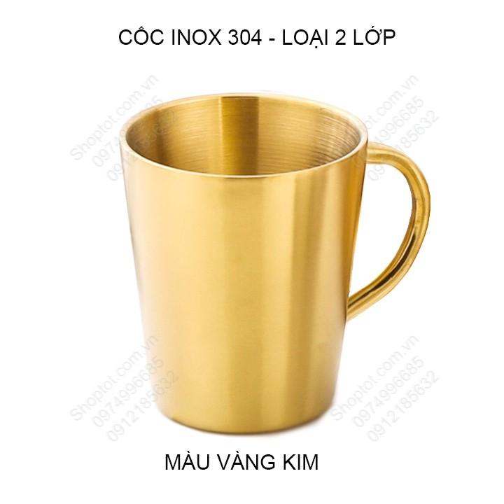 CỐC LY BẰNG INOX 304 LOẠI 2 LỚP CÓ TAY CẦM 300ML, CHUYÊN DÙNG UỐNG CÀ PHÊ, UỐNG TRÀ, SỮA ĐA NĂNG